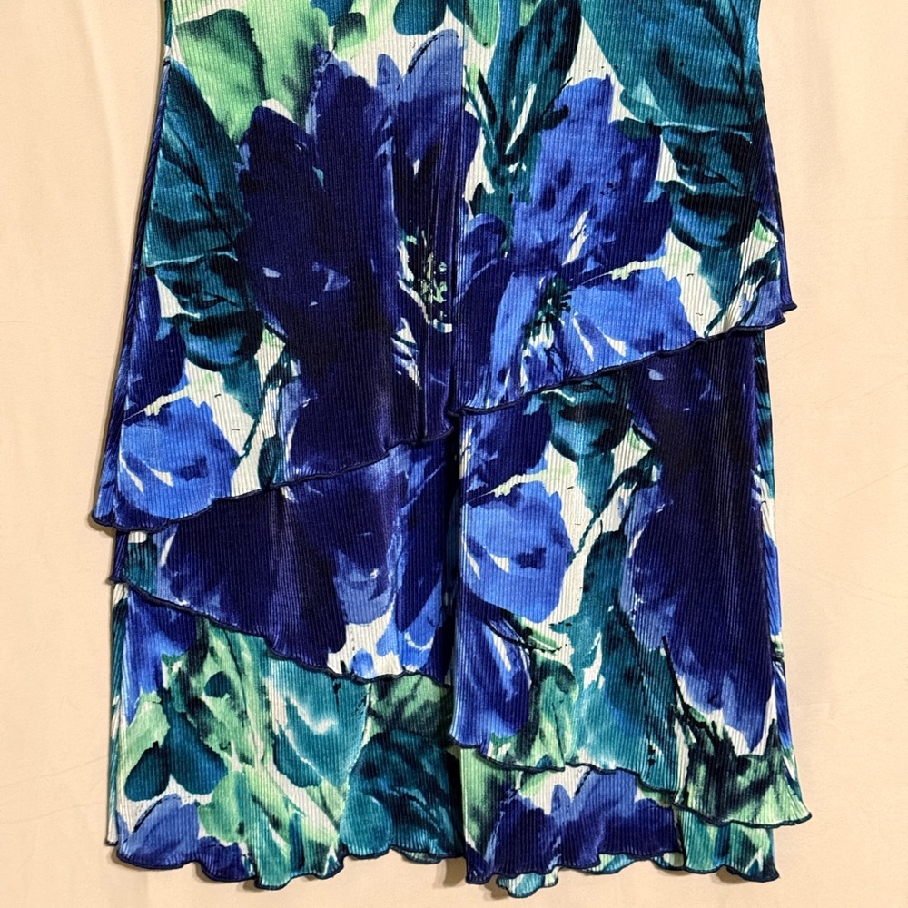 Connected Apparel Vibrant Blue and Green Mini Dress Size 8 - Picture 8 of 9
